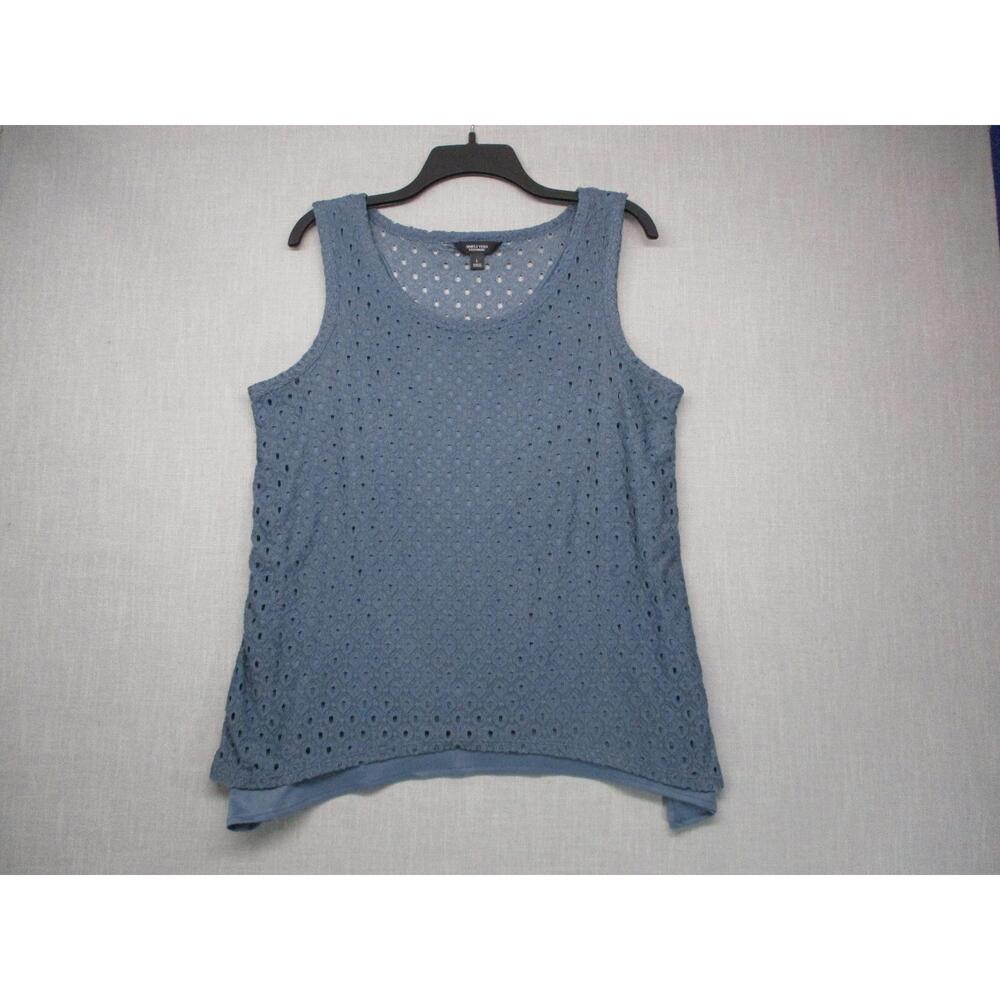 Simply Vera Vera Wang Blue Eyelet Boho Chic Lightweight Tank Top Womens Size‎ L